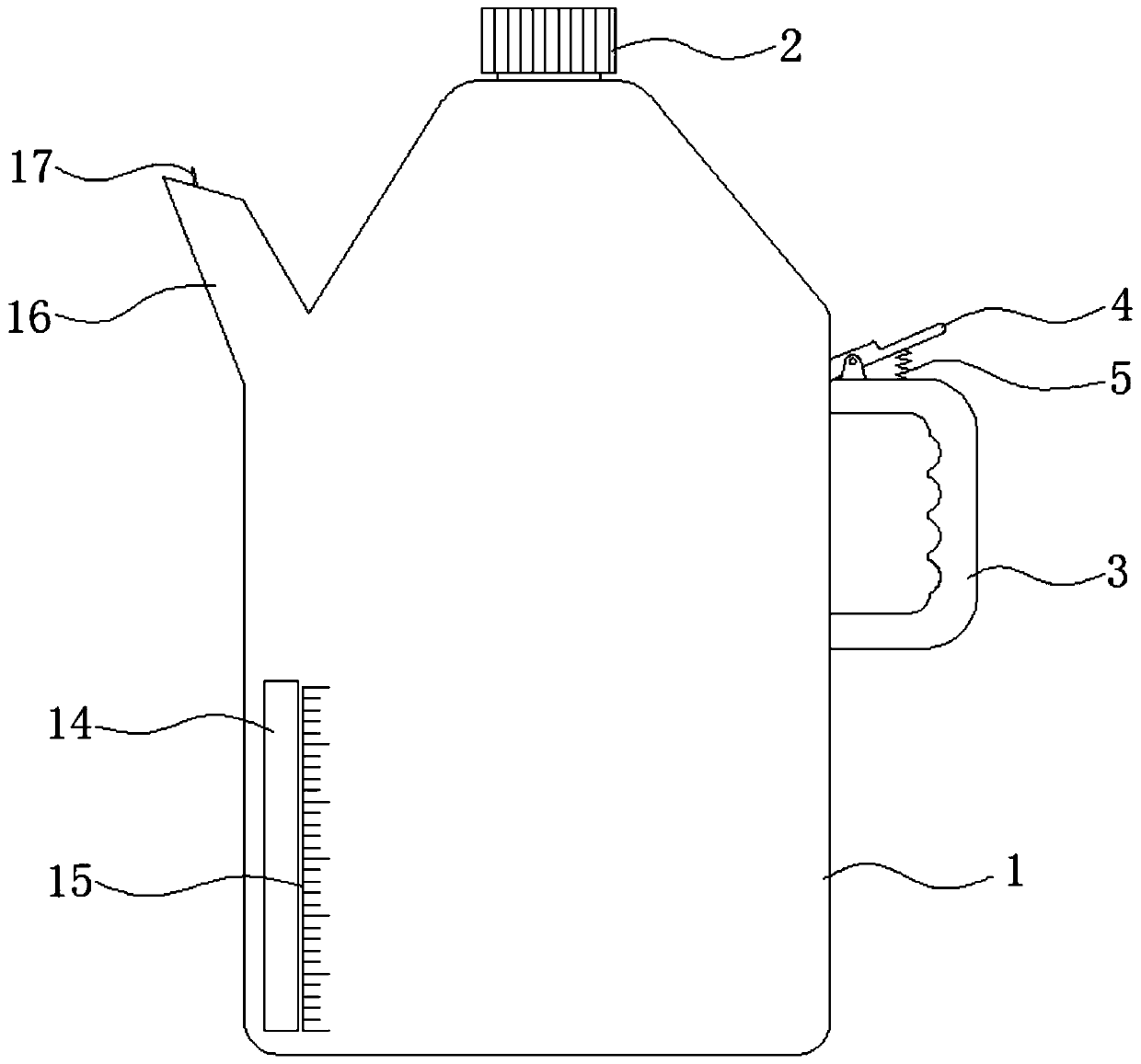 Edible oil containing device capable of achieving quantitative pouring