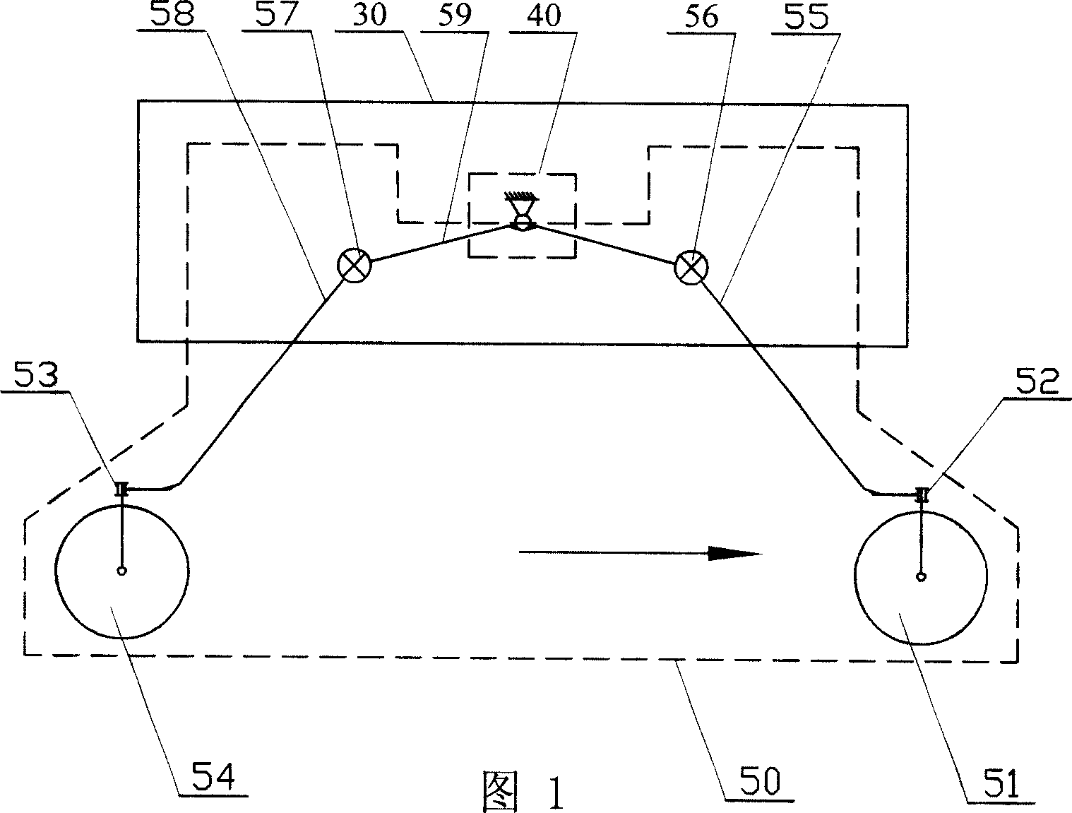 Four-wheel or six-wheel differential-torsion rod spring suspension type vehicle-carrying mechanism