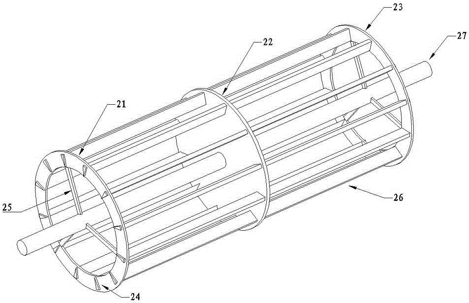Dust-deposition-preventing long-shaft fan impeller with wedge-shaped blade