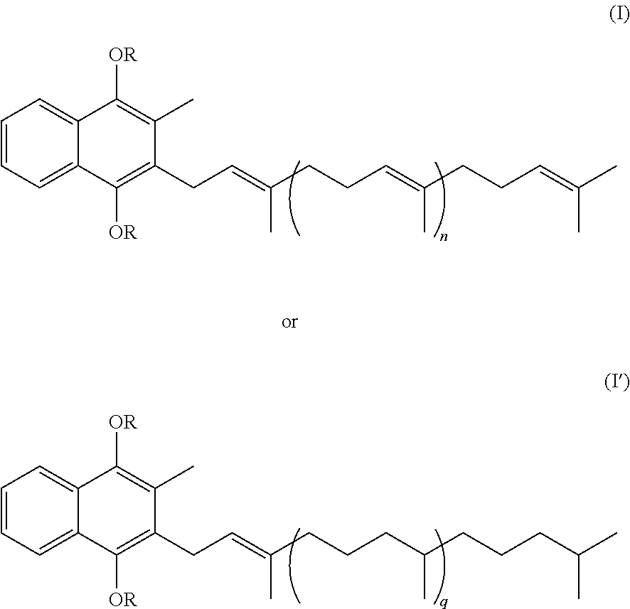 Compositions comprising vitamin k derivatives and salts