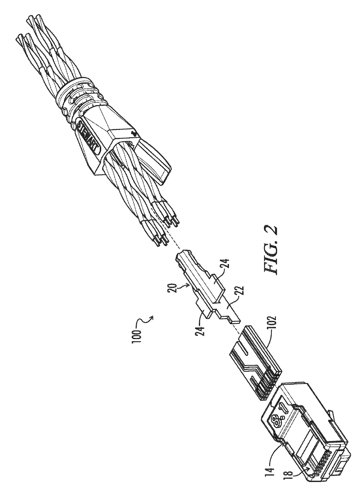 Modular connector plug for high speed data transmission networks