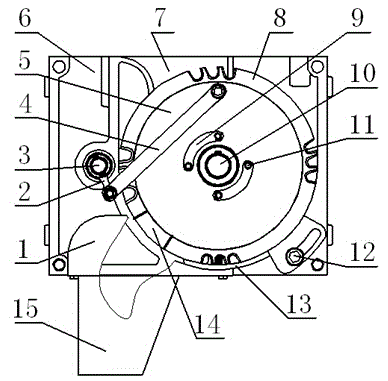 Reciprocation-swing type seed breeding and discharging device of discharge plate