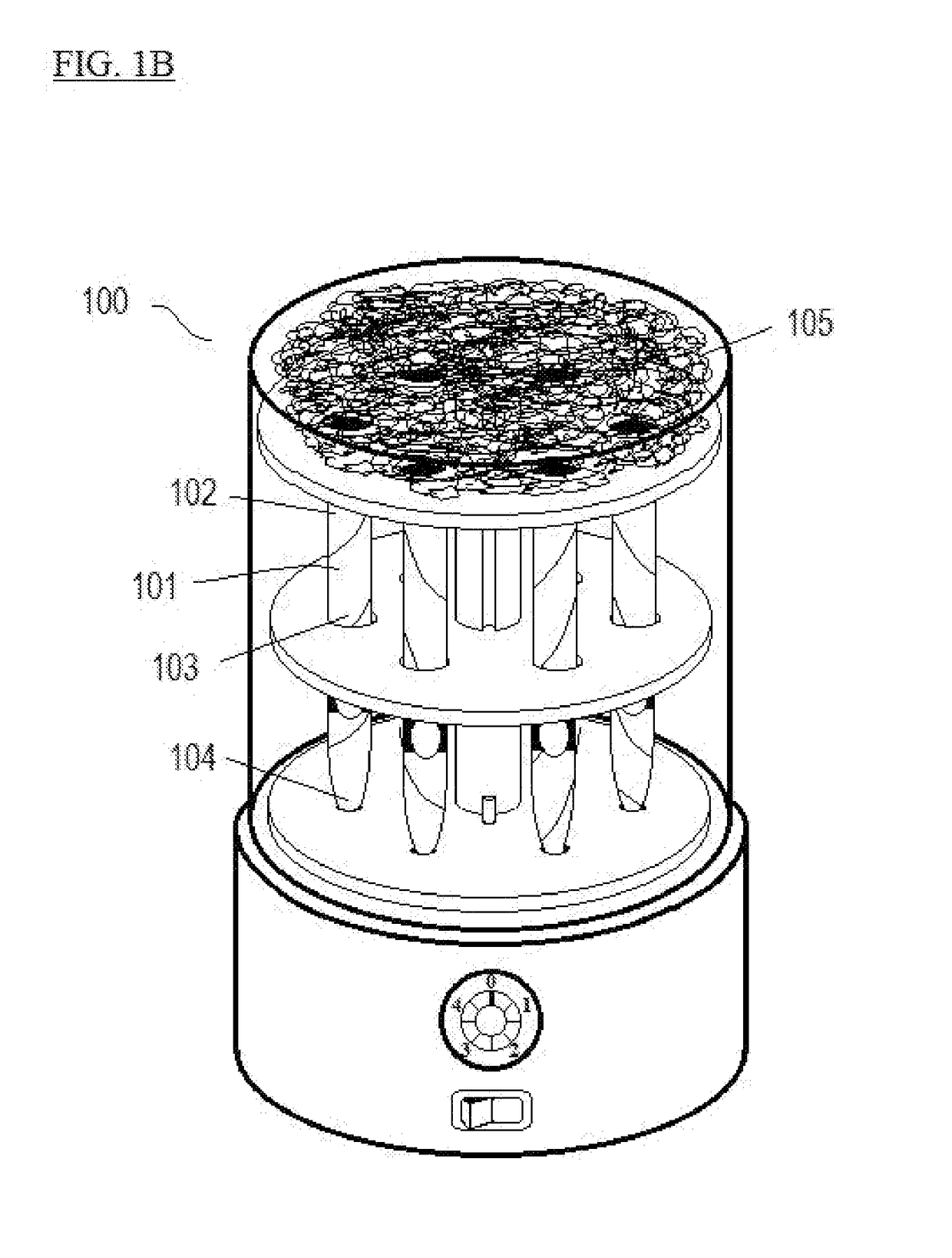 Shaker device for packing loose material and related methods