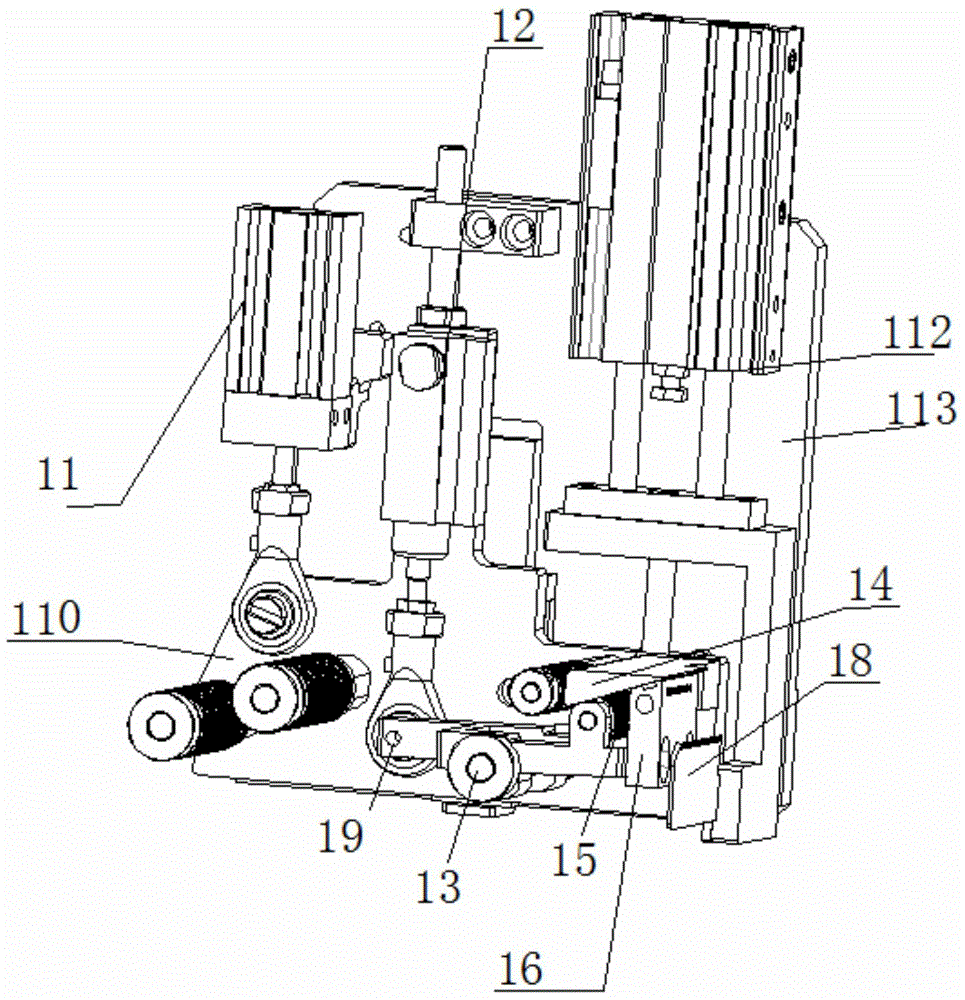 Cut-off and adhesive-tape-pasting device and pole piece winding device thereof
