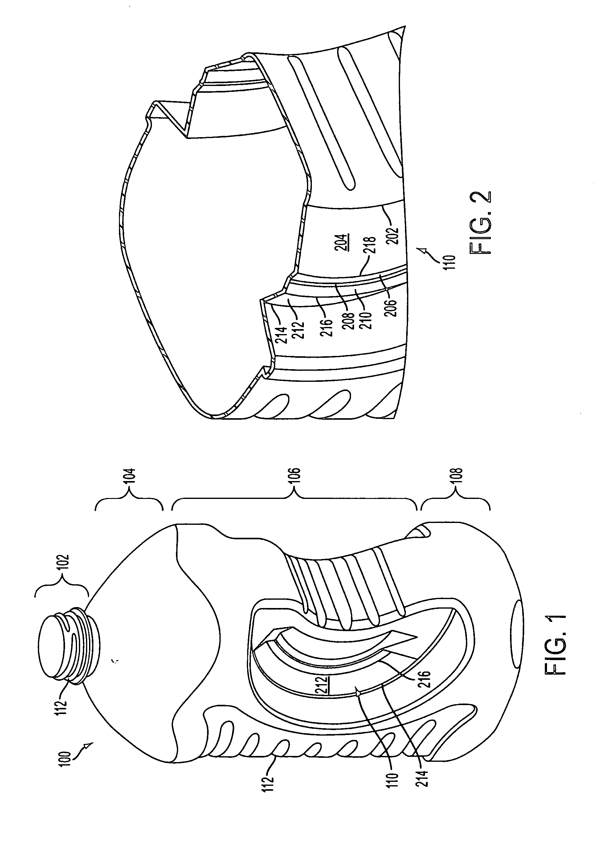 System and method for forming a container having a grip region