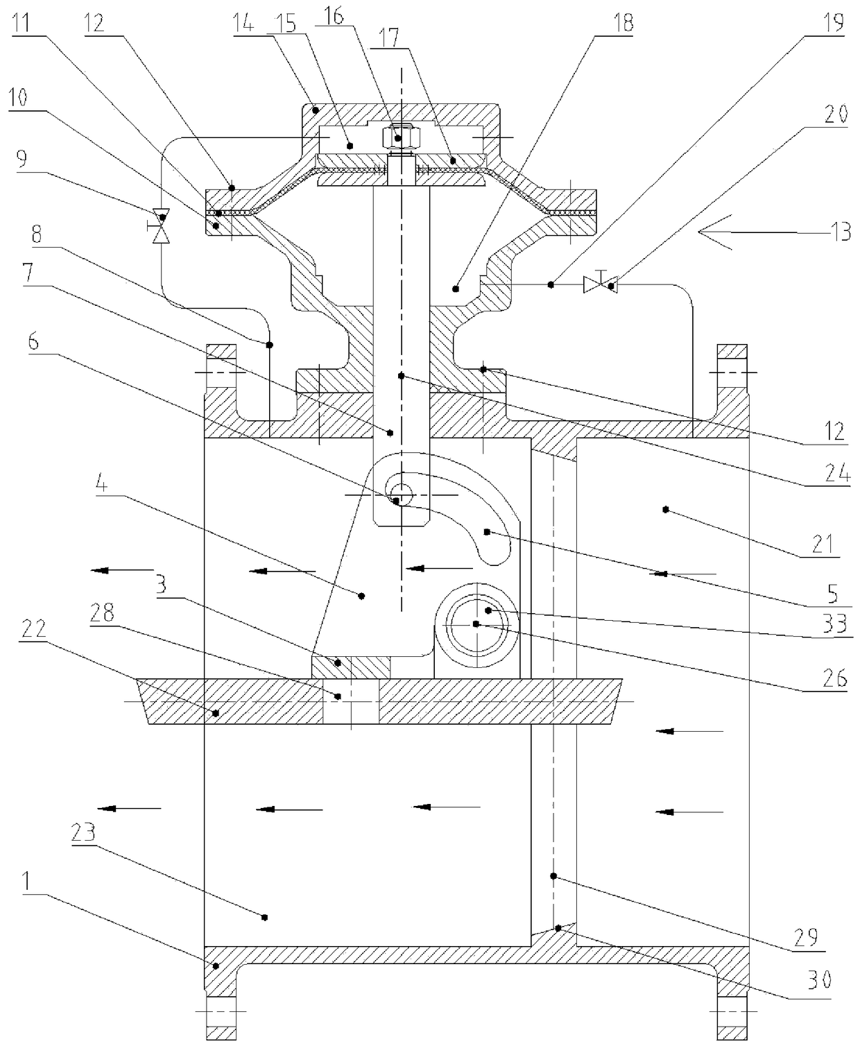 Double-curve pipe force valve