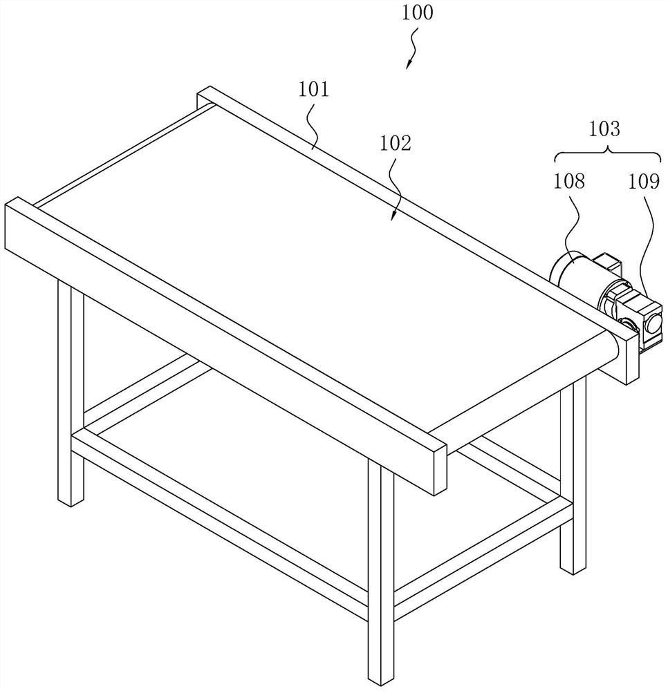 An induction conveying device and a conveyor