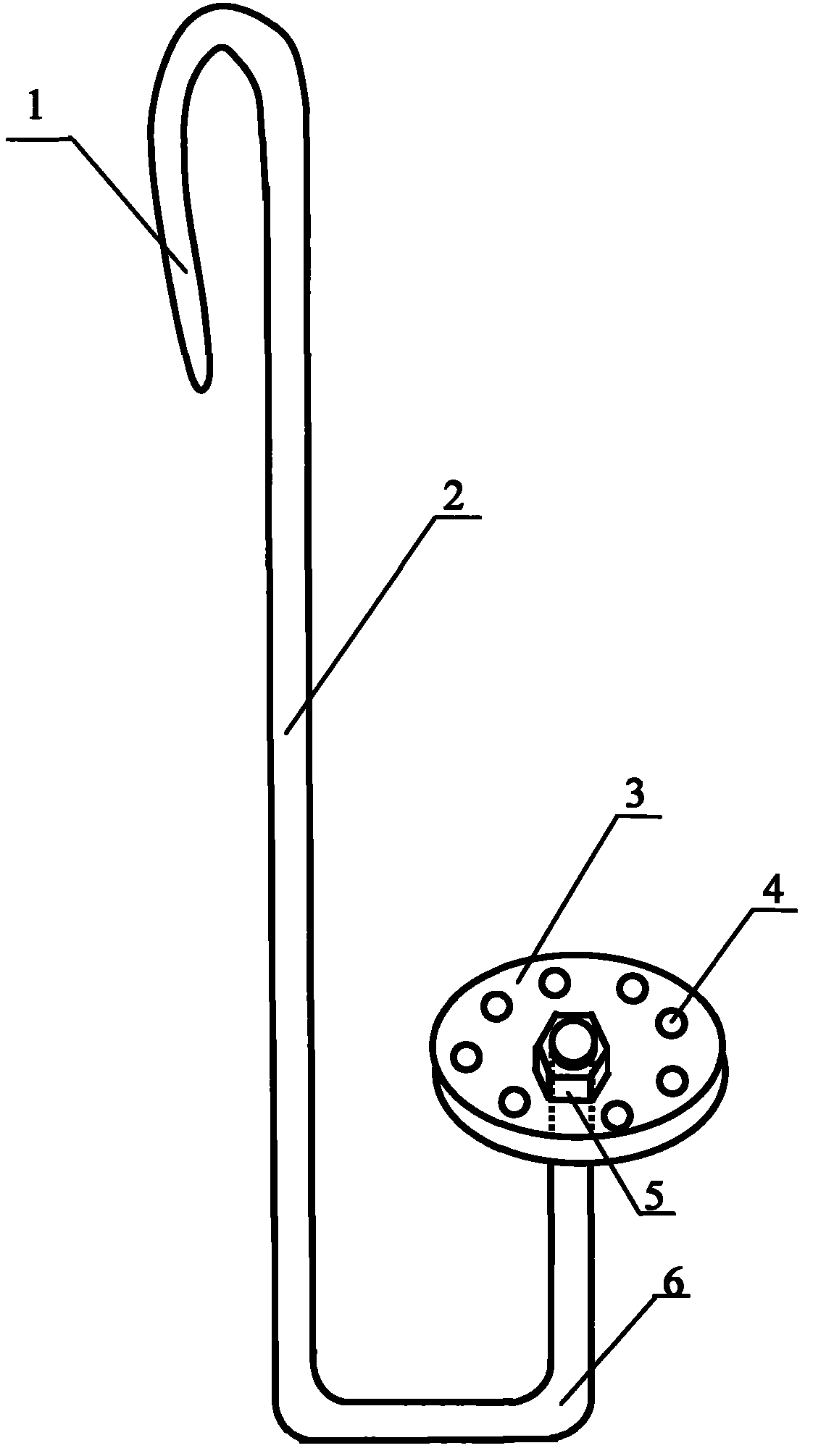 Ash poking hook for aluminium trichloride synthesizing sublimation pipe