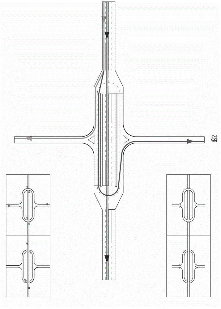 Design scheme for concave-polygon-shaped cross ring road intersection