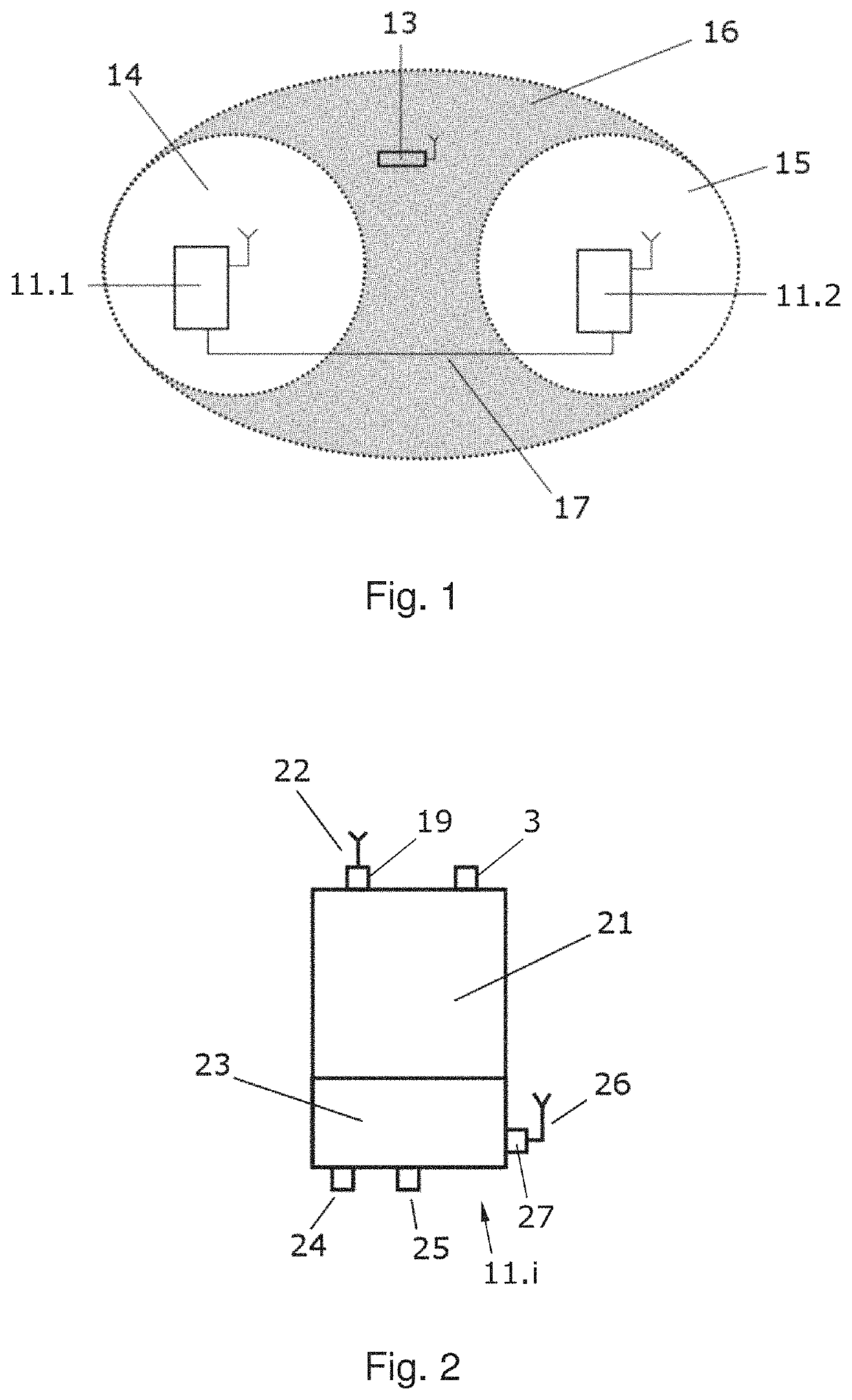 System of RFID reader units transmitting synchronized modulation using asynchronous carrier waves