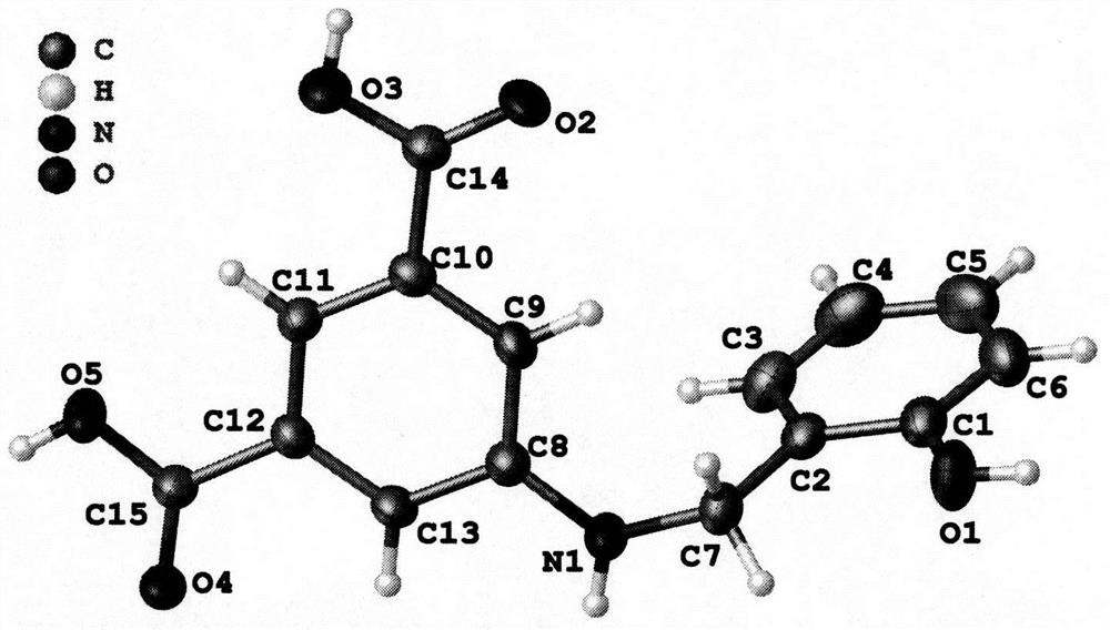 Fluorescent material 5-{[(2-hydroxyphenyl)methyl]amino}benzene-1,3-dicarboxylic acid and its synthesis method