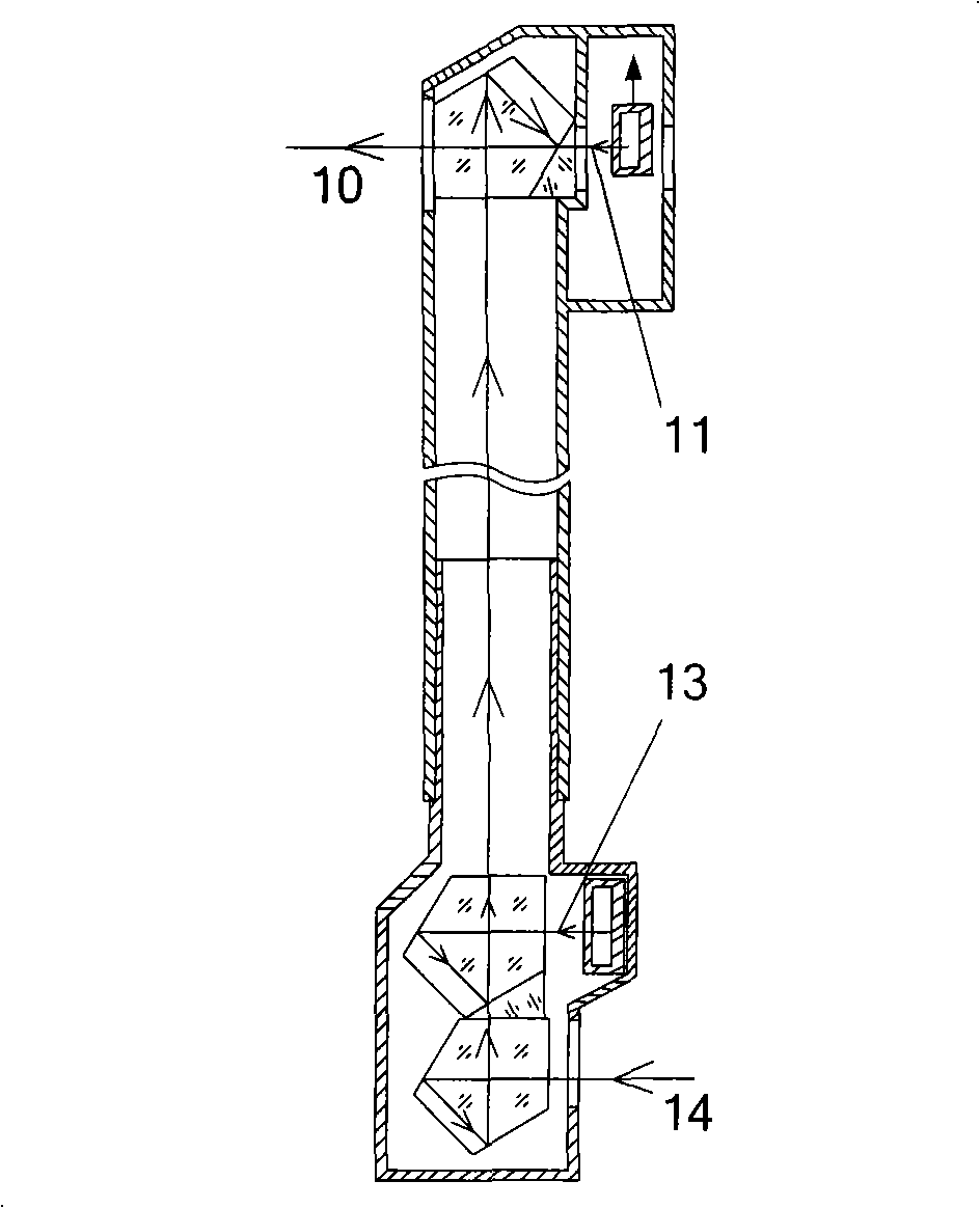 Device for detecting wide distance light beam parallelism