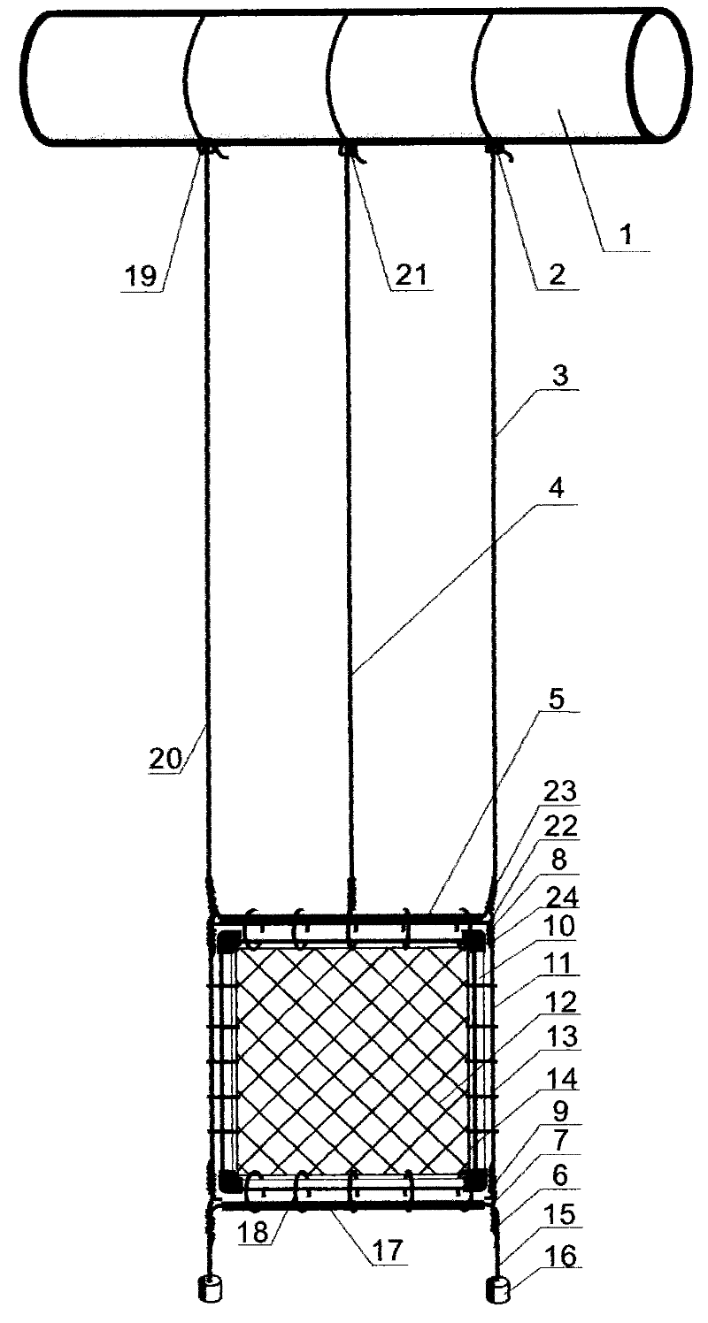 Method for manufacturing and hanging suspending net for sea trial of netting cage antifouling paint