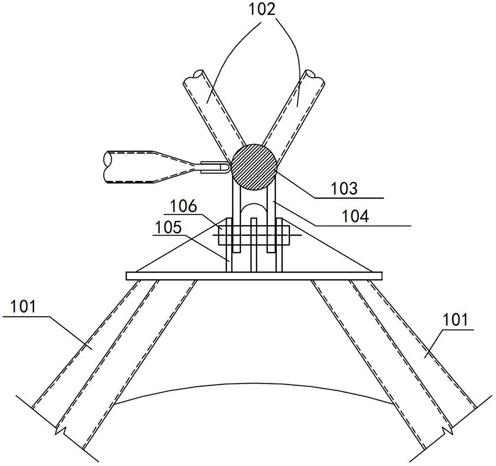 Highly-thrust-resistant pin structure for connecting constructional steel column with constructional steel pipe truss