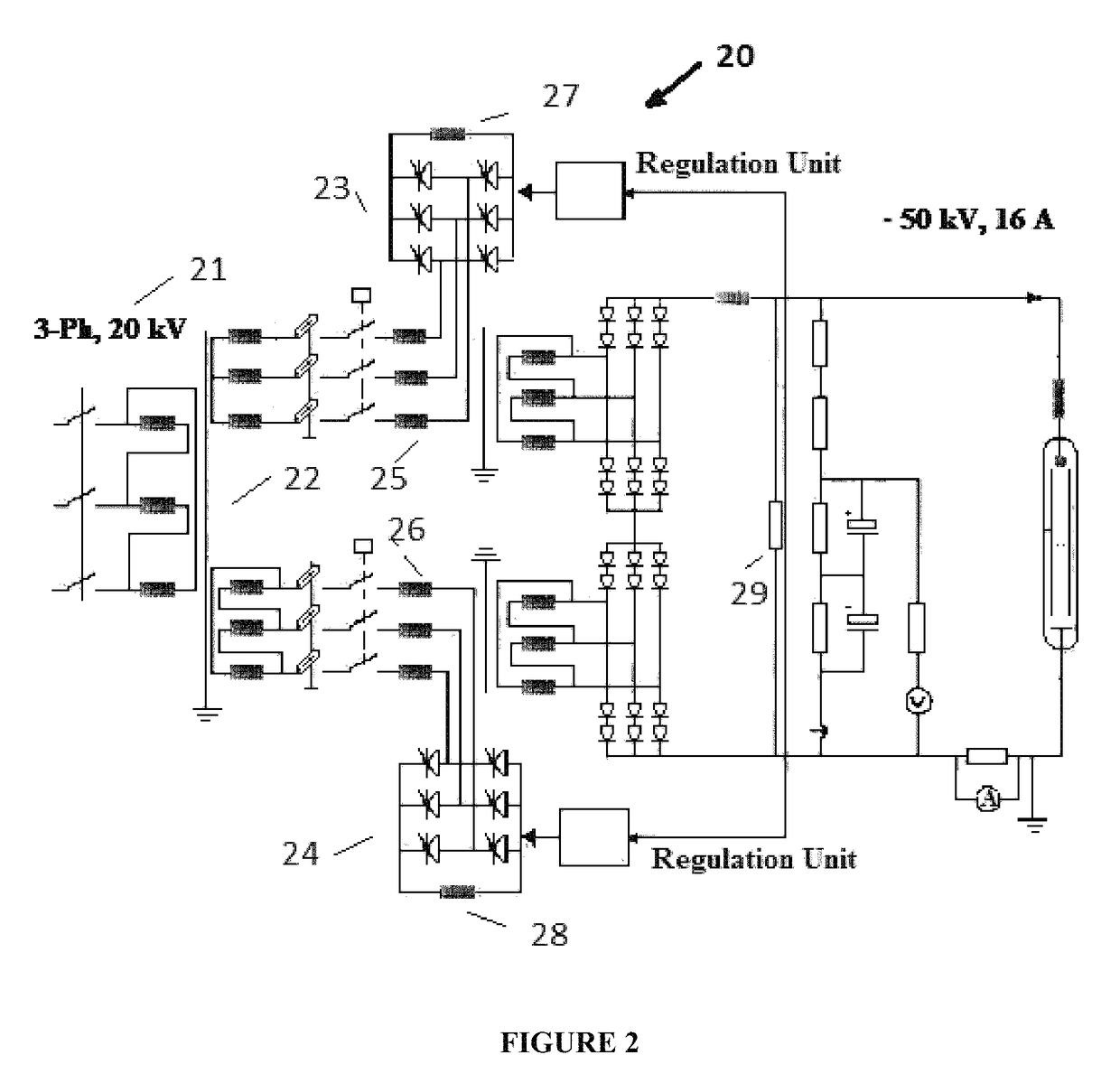 High voltage DC power supply for high power radio frequency amplifiers