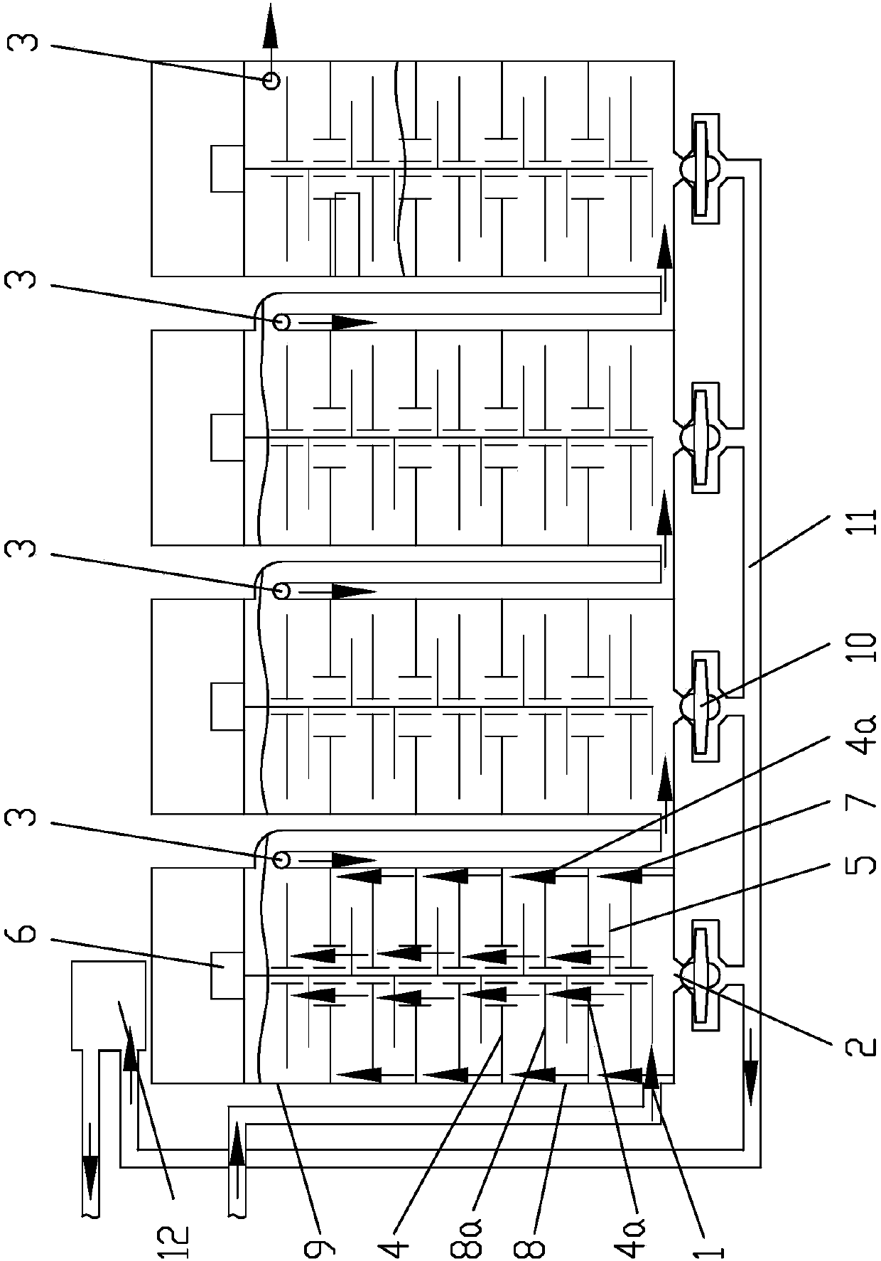 Self-cleaning sewage treatment unit