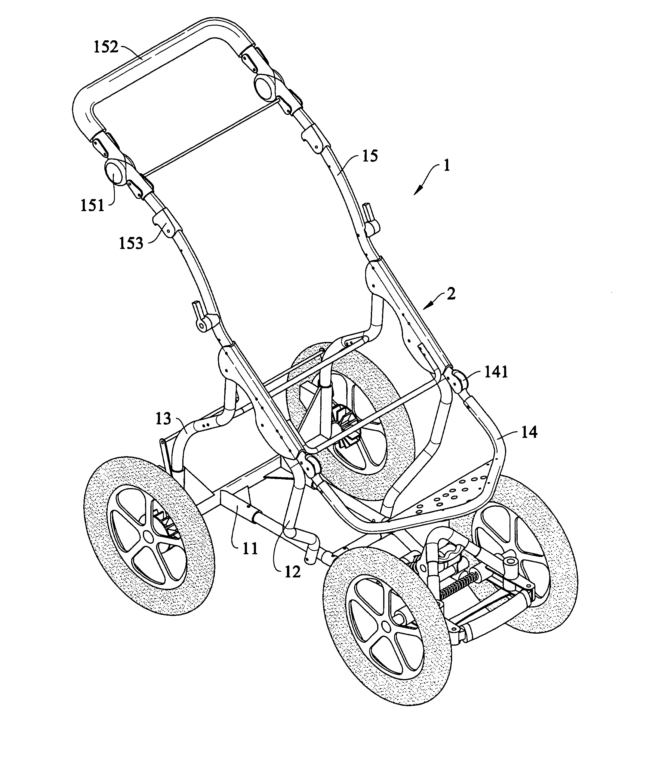 Stroller having a folding device