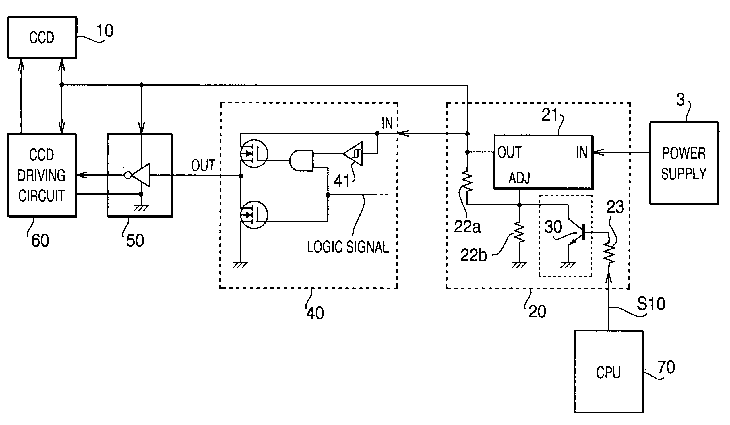 Electronic system for reducing power supply voltage