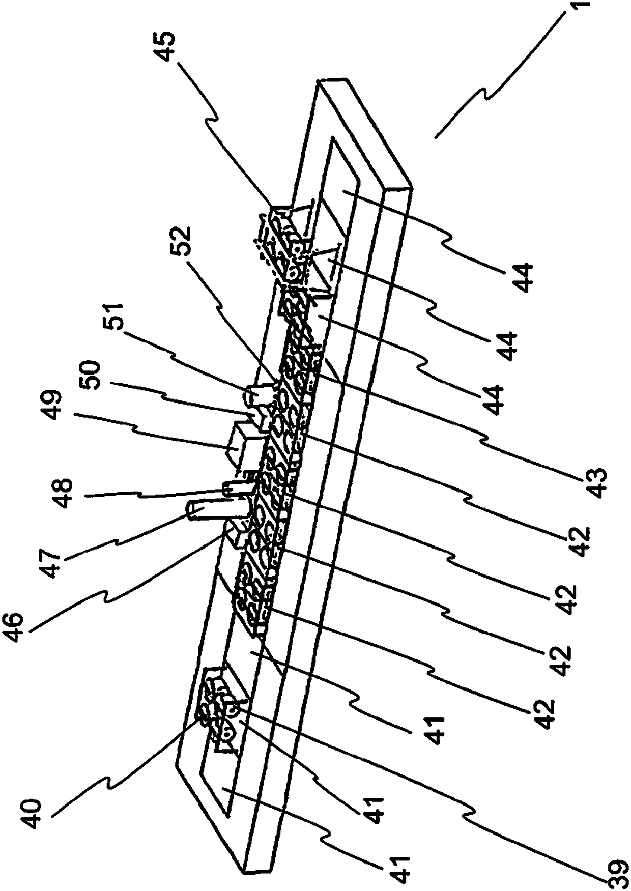 Treatment device for pickling and phosphating metal parts, and treatment method, and treatment plant for coating the metal parts