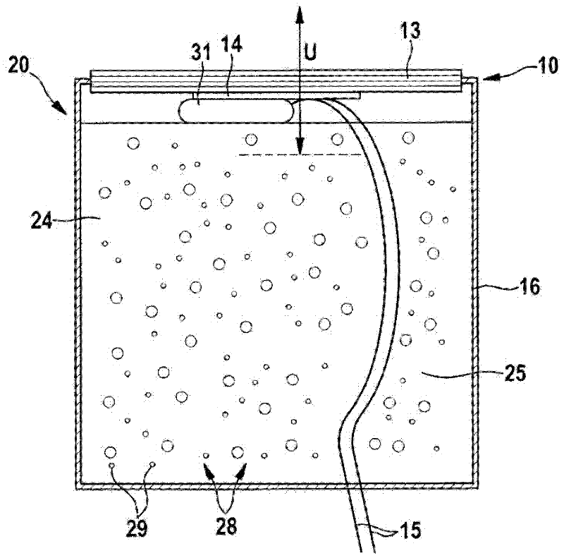 Ultrasound sensor with a dampening device and use of same