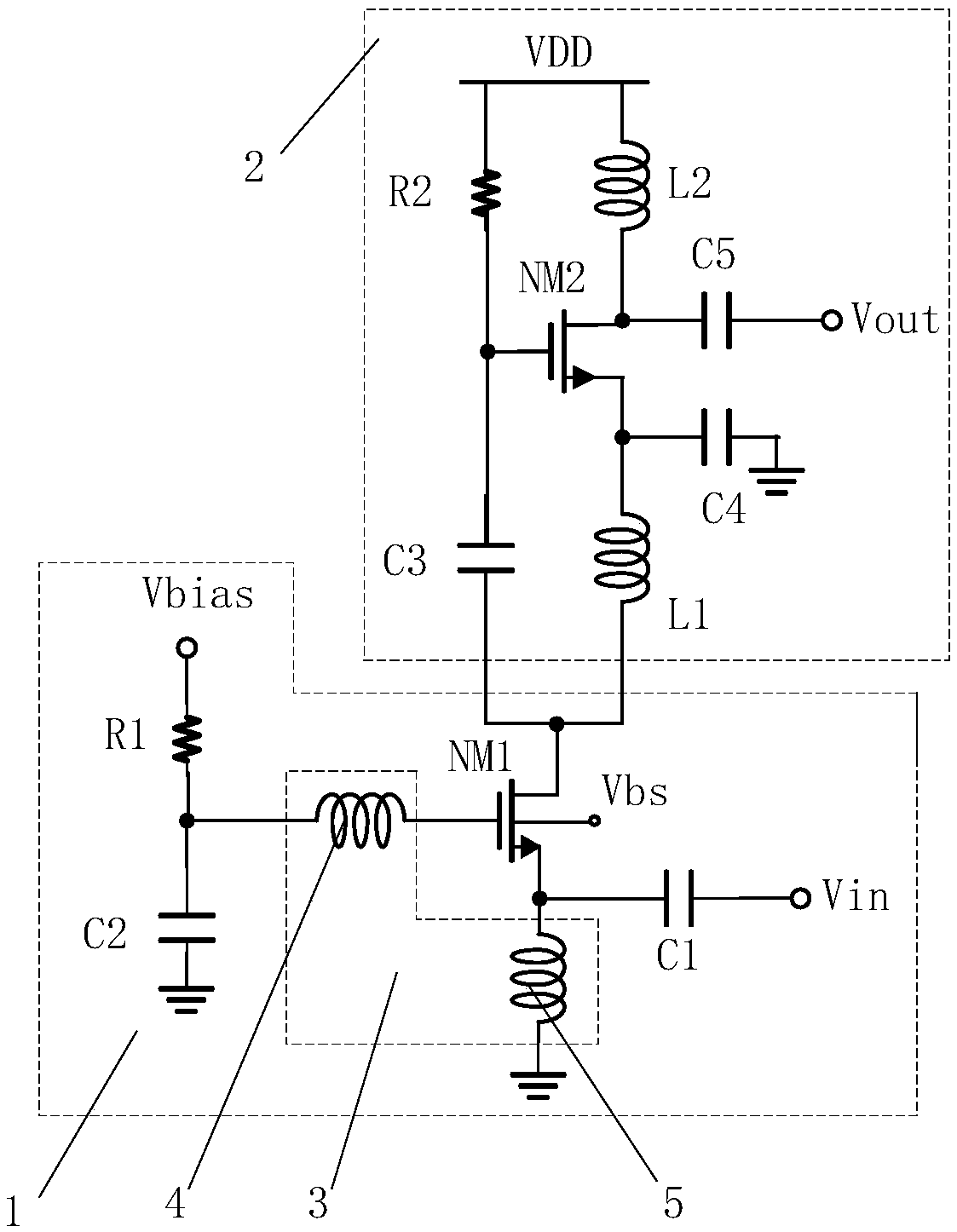 Ultralow consumption current-reuse low-noise amplifier based on substrate bias