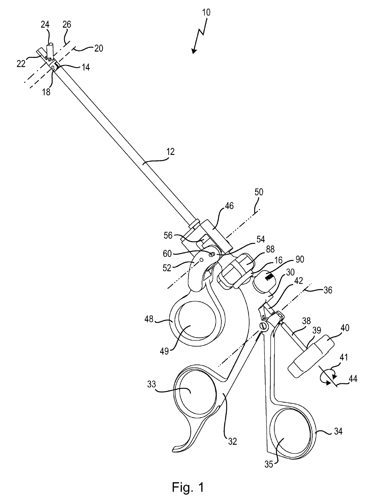 Rotable and pivotable medical instrument