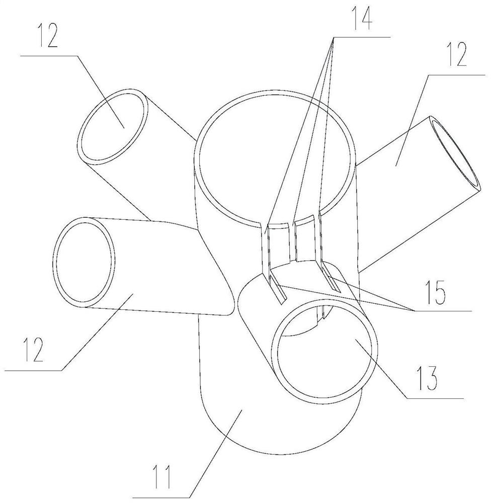 Bifurcated node of steel pipe structure tree column with two-way stiffened plate