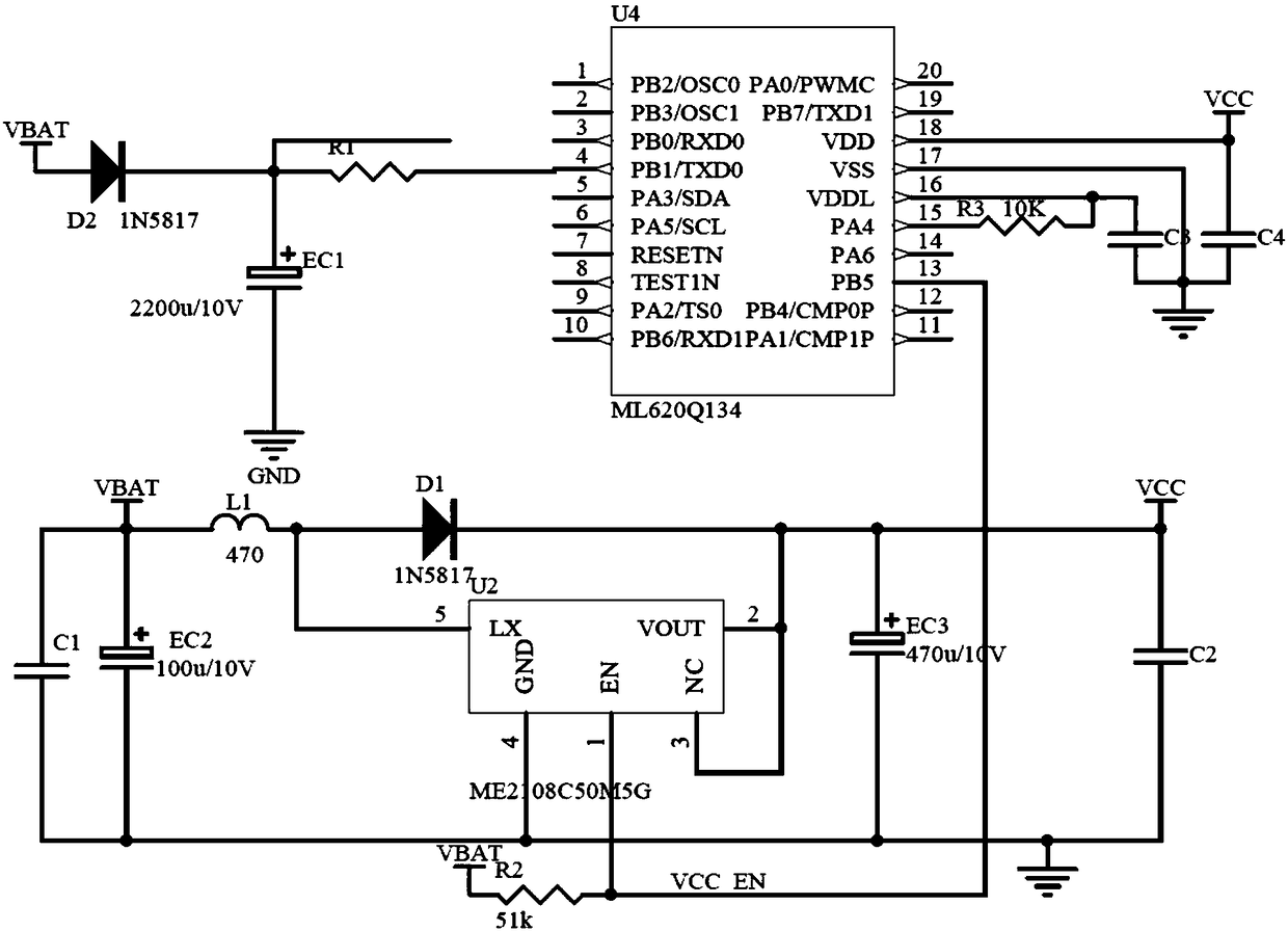 Control circuit of gas valve battery power supply and control method thereof