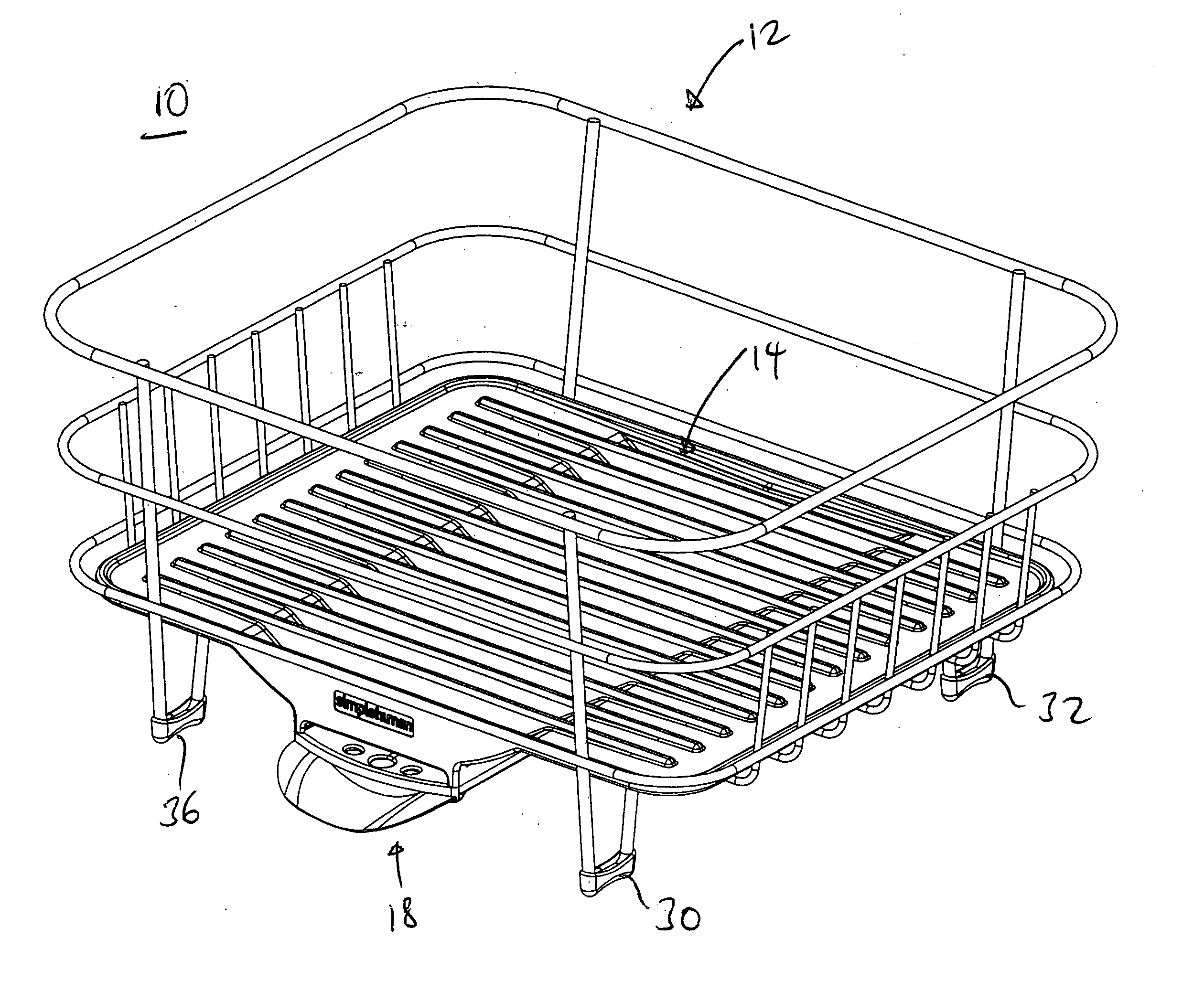 Dish rack with water drainage mechanism