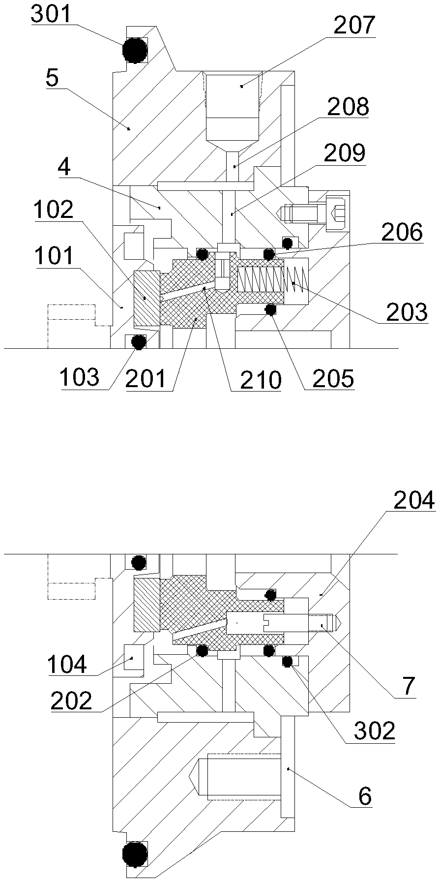 Dry-type mechanical sealing device of ultra-high-speed homogenizer