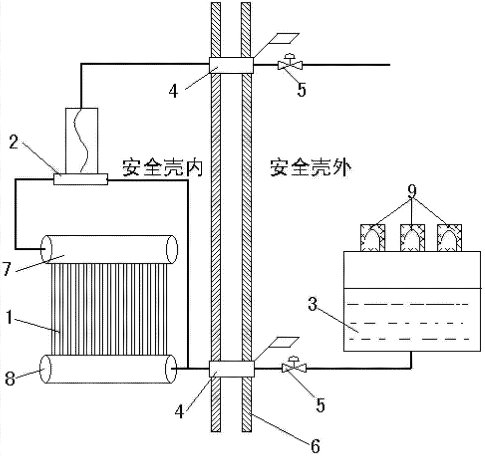Passive direct evaporation type cooling system for double-layer concrete containment