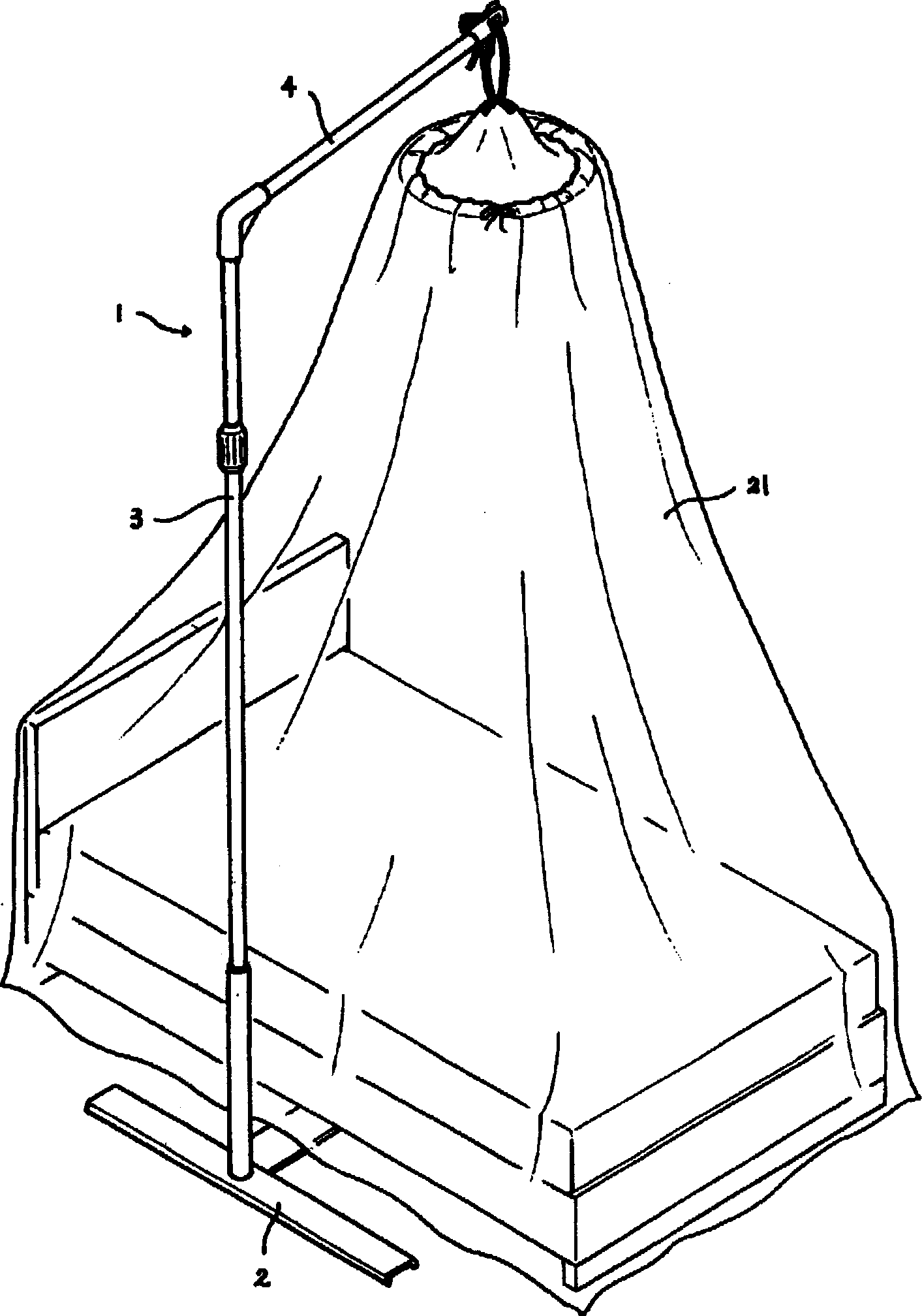 Frame of bed mosquito net and bed mosquito net device