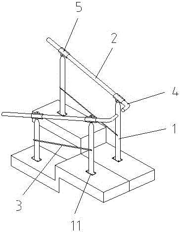 A protective railing for stair edge construction and its installation method