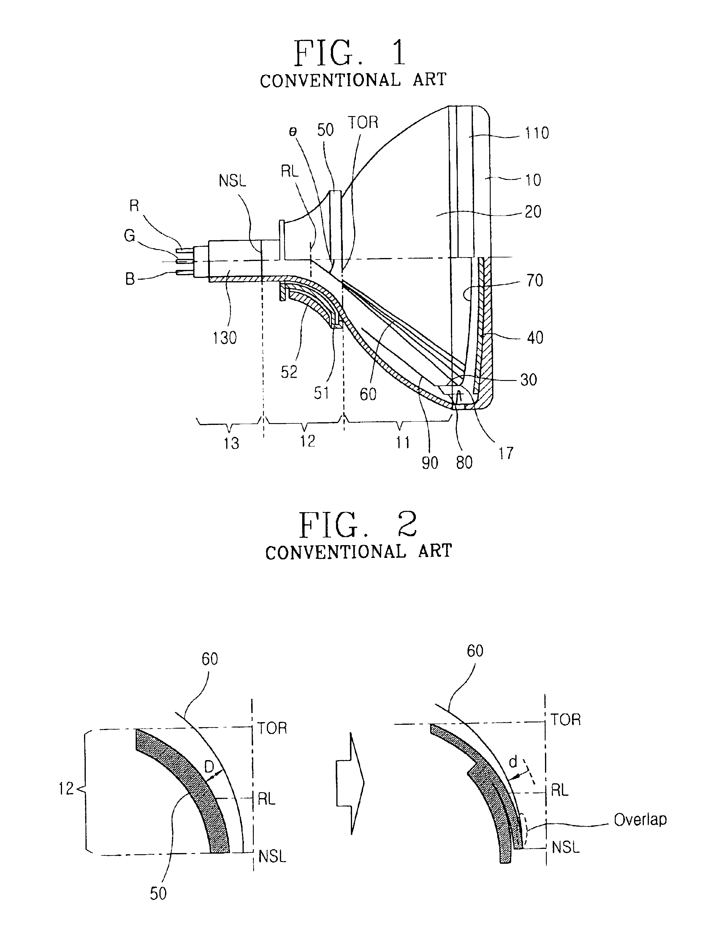 Cathode ray tube including a funnel with a non-circular shaped funnel yoke portion