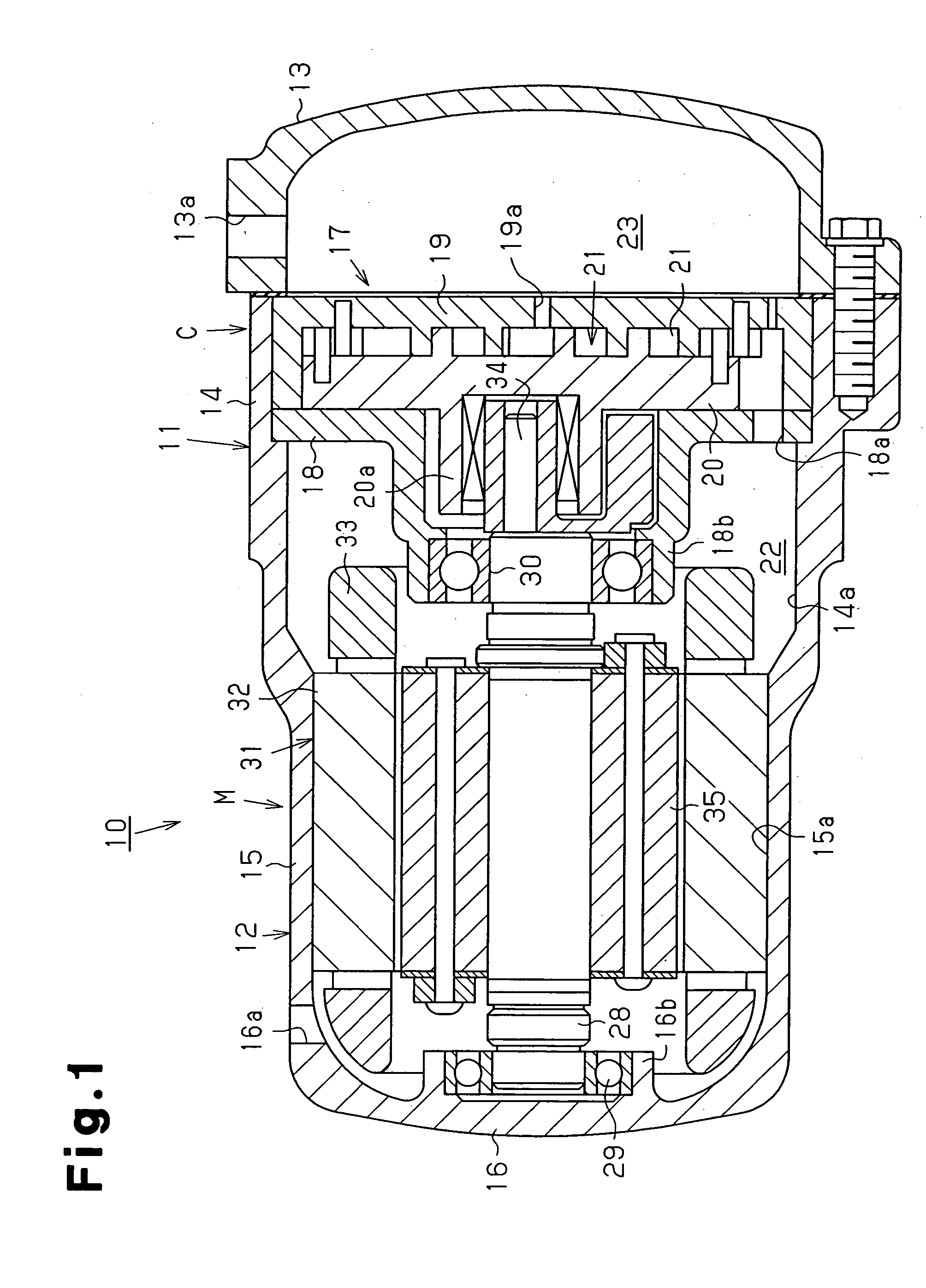 Assembly method of motor housing and stator core of sealed type motor-driven compressor