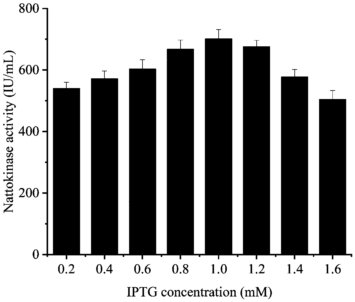 High-yield nattokinase gene engineering strain constructing method