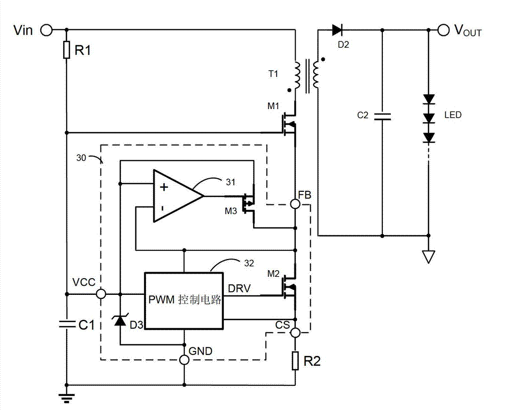 Flyback constant-current driving circuit and flyback constant-current driving control system containing flyback constant-current driving circuit