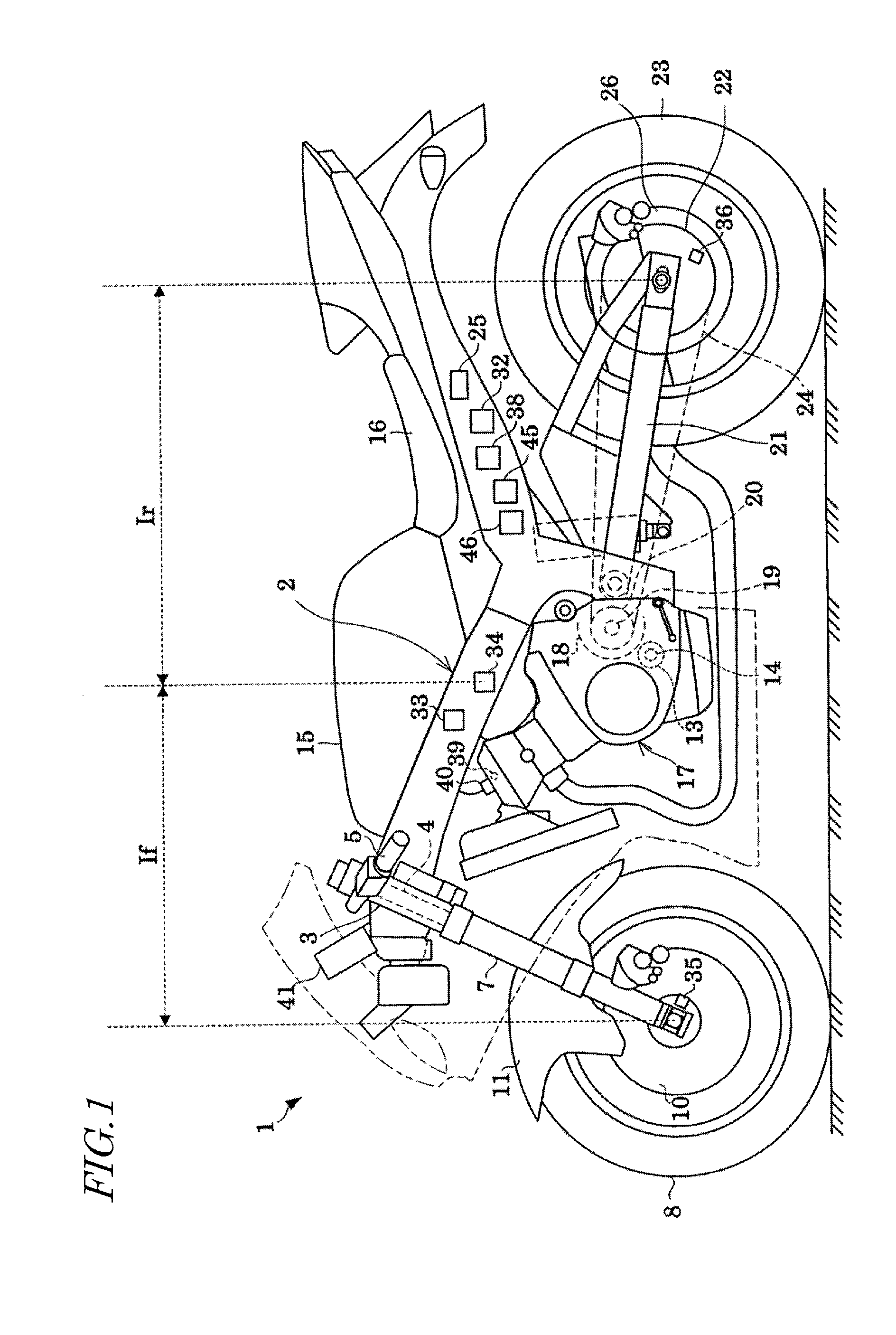 Longitudinal force control apparatus and saddled vehicle having the same