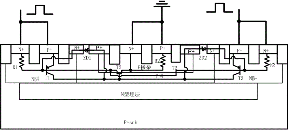 A high voltage esd protection device with small hysteresis scr structure of zener breakdown