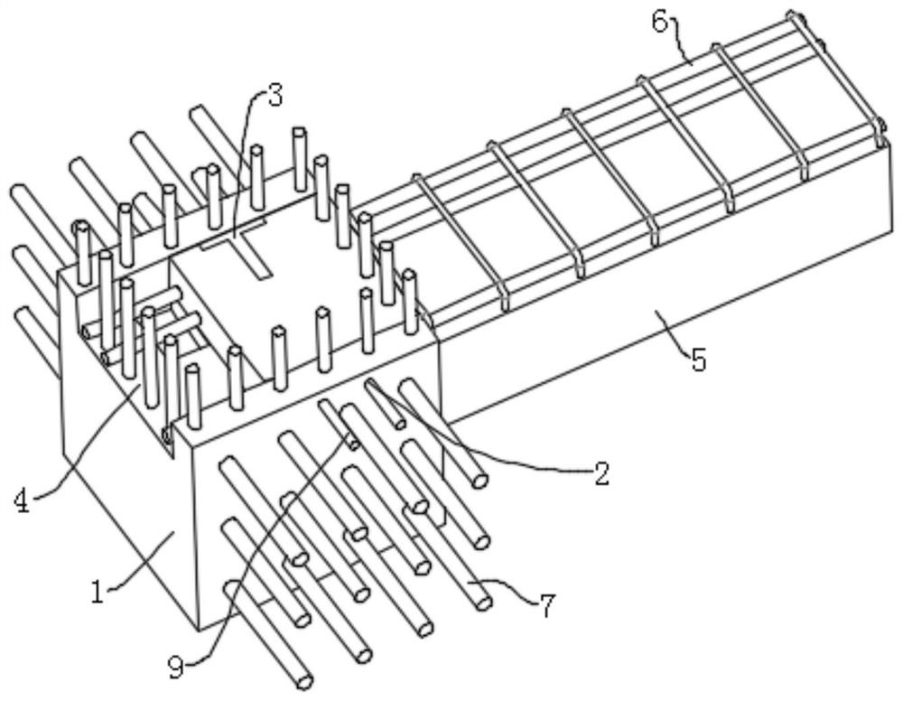 An anchoring structure and construction method of interlaced tensioning tendons of prestressed tendons at end-column-beam joints