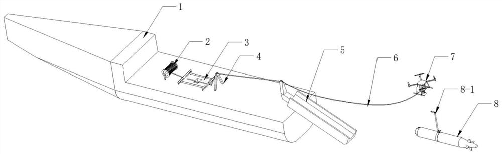 Recovery system and recovery method for automatically recovering autonomous underwater robot on water surface
