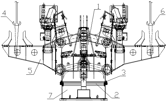 Rapid replacement method for slewing bearing of large continuous casting ladle turret
