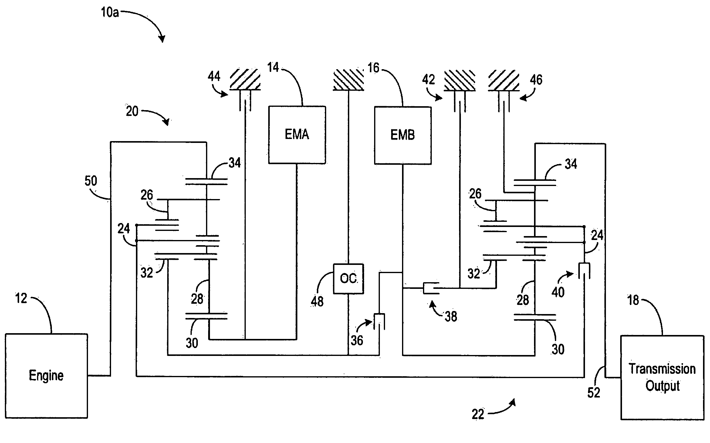 Semi-power split hybrid transmission with multiple modes and fixed gears