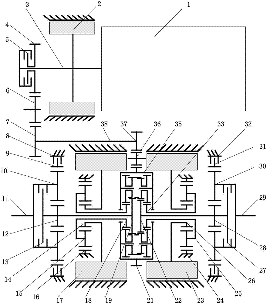Series-parallel connection hybrid power transmission device of caterpillar