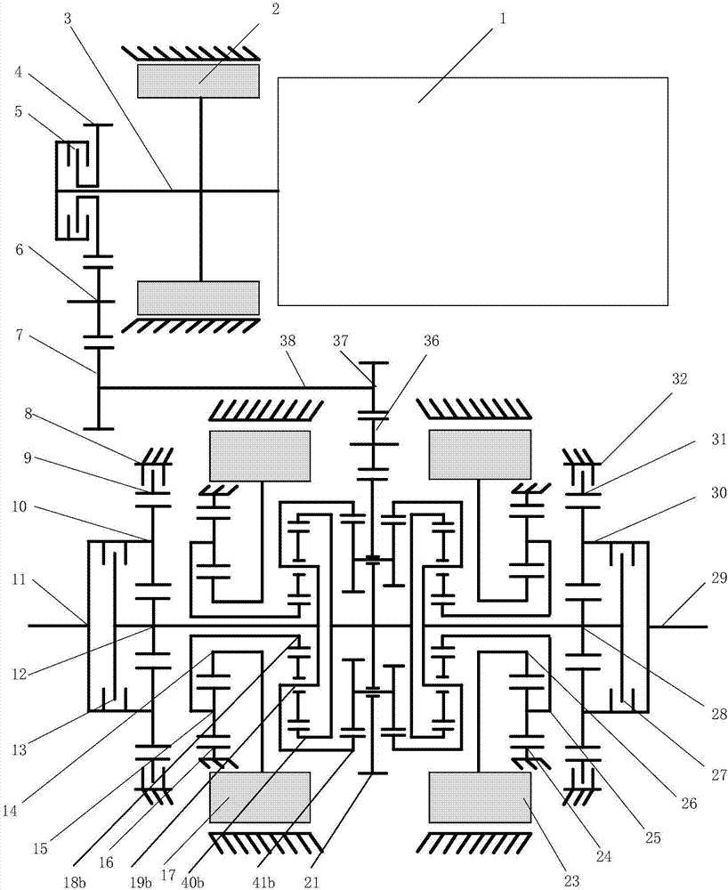Series-parallel connection hybrid power transmission device of caterpillar