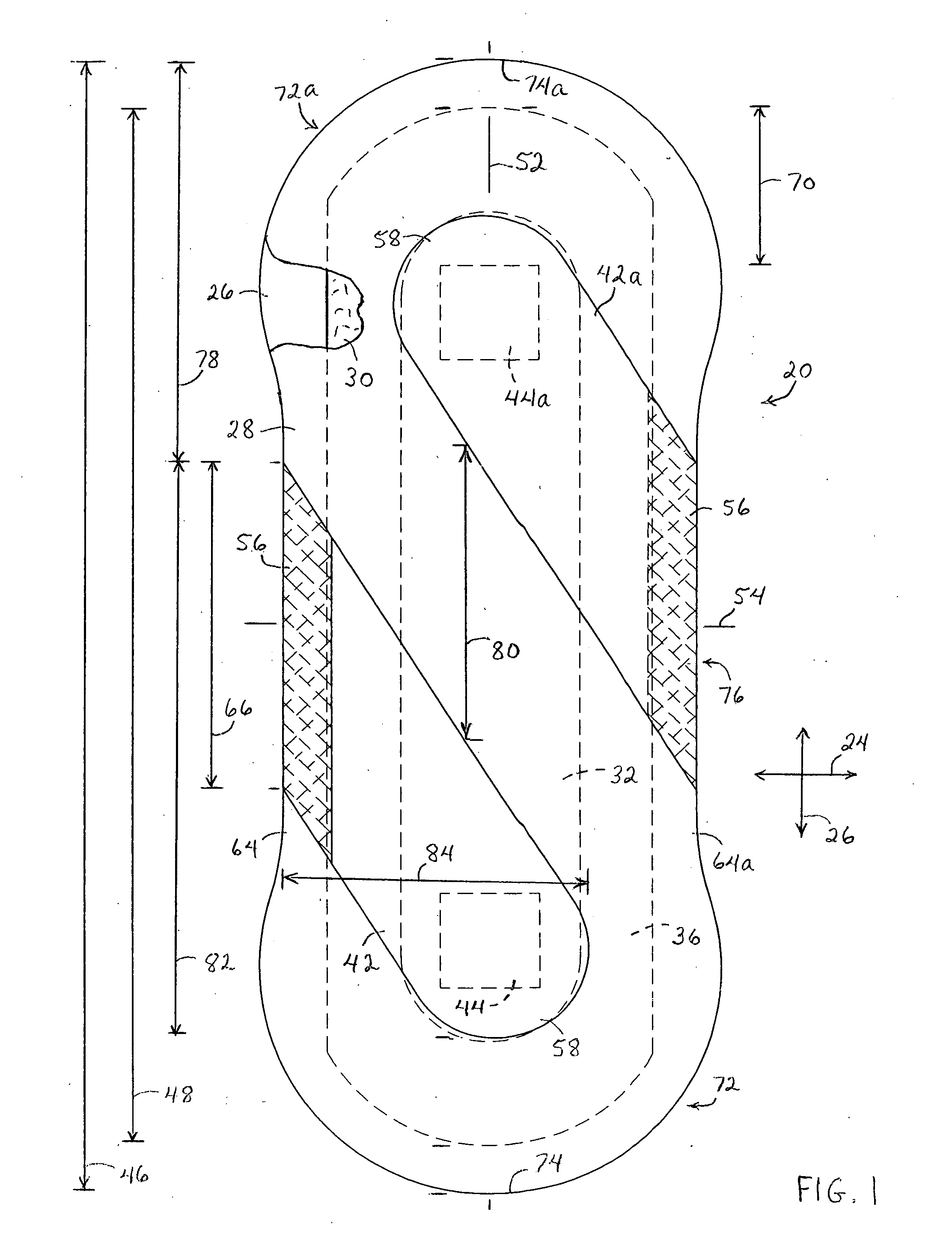 Absorbent article having wings with non-bunching/twisting security