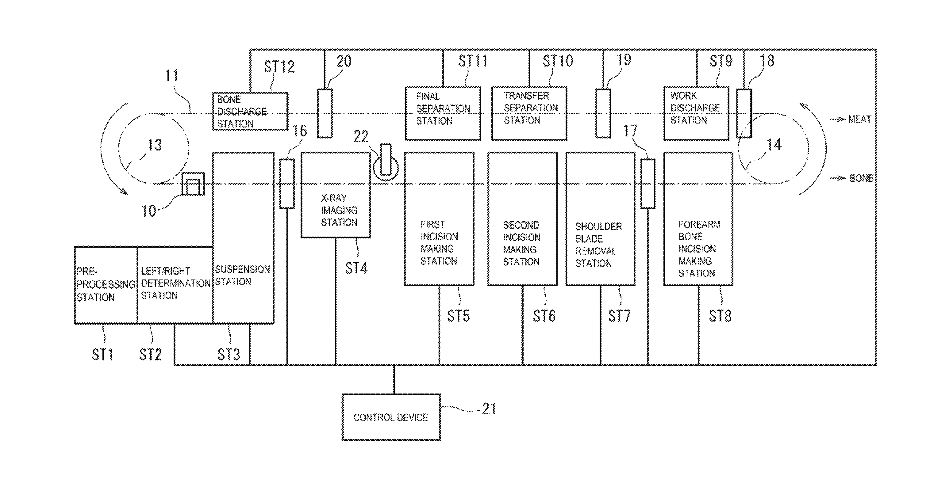 Device and method for capturing x-ray image of bone-in meat and deboning system of bone-in meat including the device