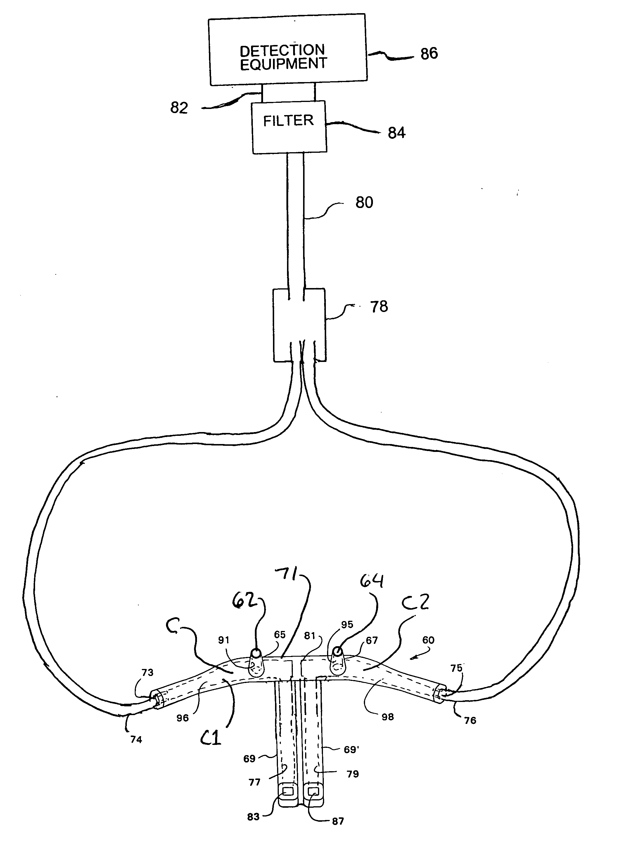 Nasal cannula for acquiring breathing information