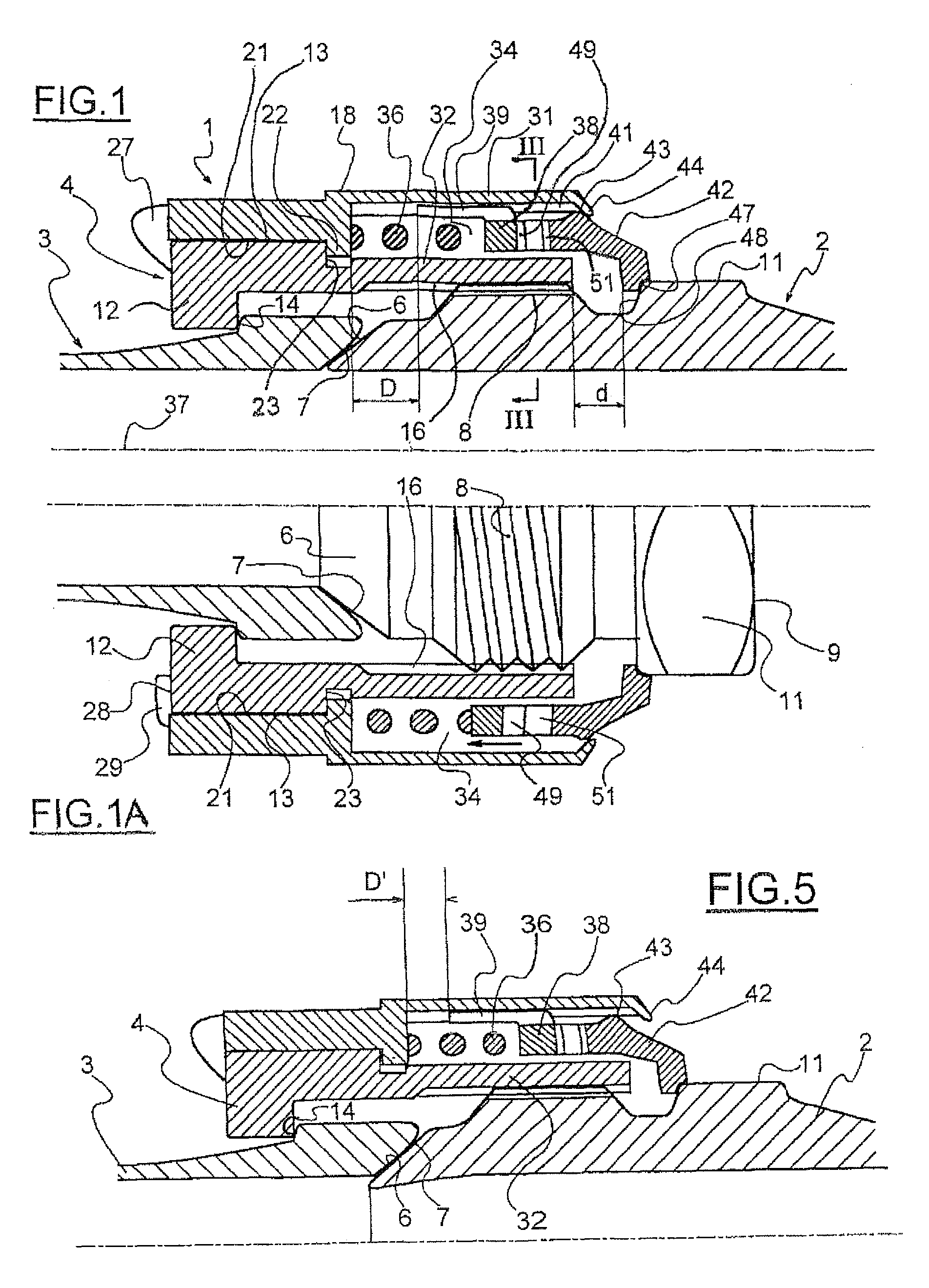 Locking device and a line fitting provided therewith