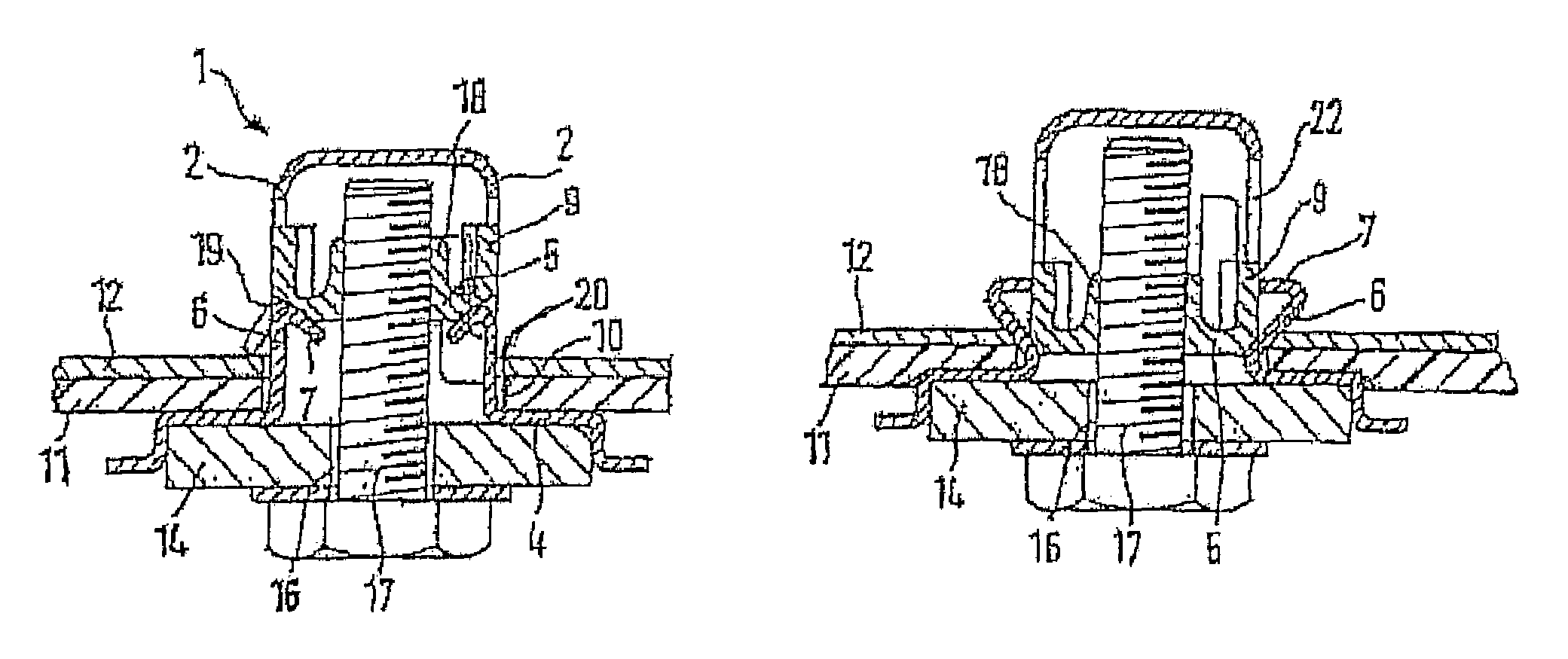 Fixing clamp for anchoring a component in the hole of a support plate